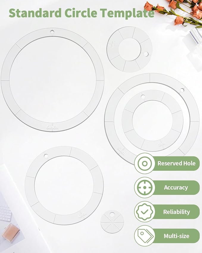 6 PCS Circle Quilting Acrylic Template Set - Image 3