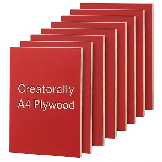 8 Pack Pre-Painted Colored Plywood Sheets, 11.7"x8.3"x1/8" Basswood by Creatorally