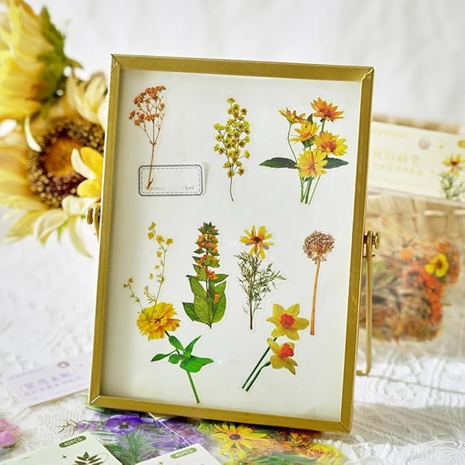 Transparent Pressed Flower Stickers 320 PCS-Dried Resin Leaves- Floral - Image 4