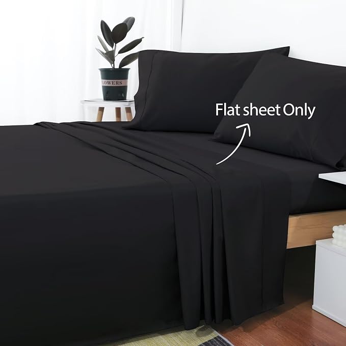 2-Pack Cotton Full Flat Sheet Only, 600 Thread Count 100% Egyptian Cotton Top - Image 2