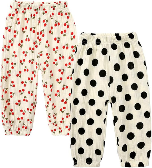 MYGBCPJS Baby Boys Girls Cotton Linen Trousers Kids Casual Ankle Pants Loose Long Bloomers