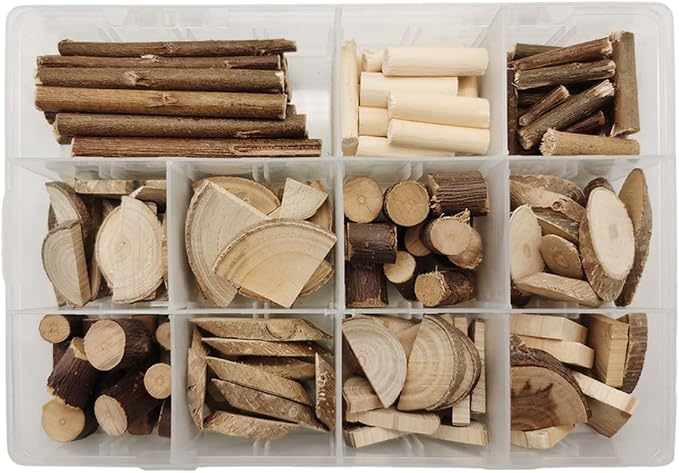 Natural Wood DIY Craft Kit 11 Types of Unfinished Wood Logs, Loose Wood Sticks by Unknown