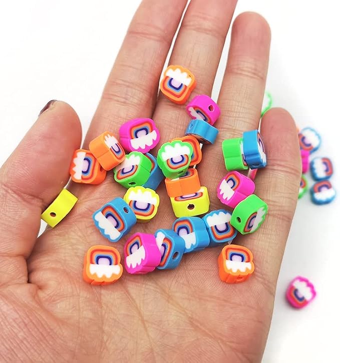 100pcs Colorful Rainbow Polymer Clay Spacer Beads - Image 5