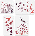 4Pcs Bird Flock Stencils for Painting, Reusable Bird Stencil Drawing Templates by Doodlream