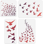 4Pcs Bird Flock Stencils for Painting, Reusable Bird Stencil Drawing Templates by Doodlream
