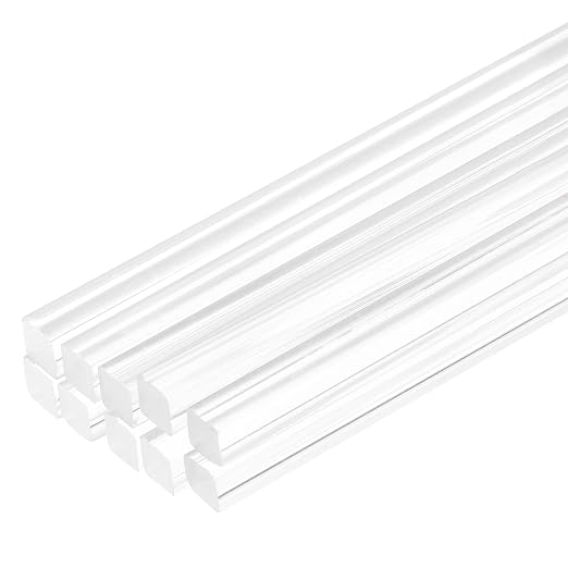 MECCANIXITY 10pcs Acrylic Square Rods 1/16" x 14" Clear Acrylic Dowel Rods by MECCANIXITY