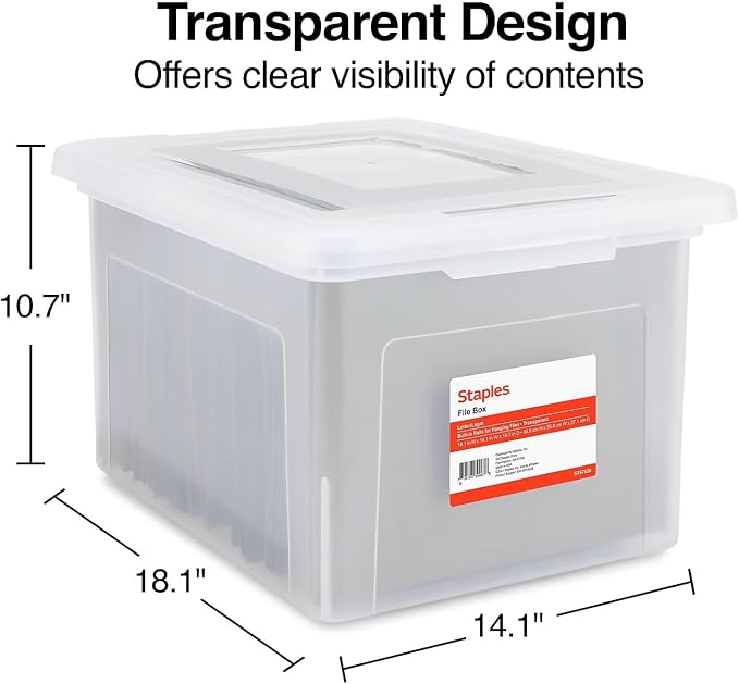 STAPLES Plastic File Box with Snap Lid, Letter/Legal Size - Image 7