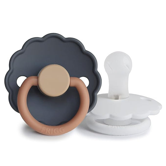 FRIGG Daisy SilkySoft Silicone Baby Pacifier | Made in Denmark | BPA-Free (Aurora/Bright White, 0-6 Months)