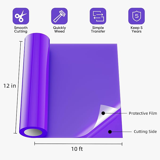 Purple Permanent Vinyl for Cricut Cutting Machine, Waterproof, Durable Purple - Image 4