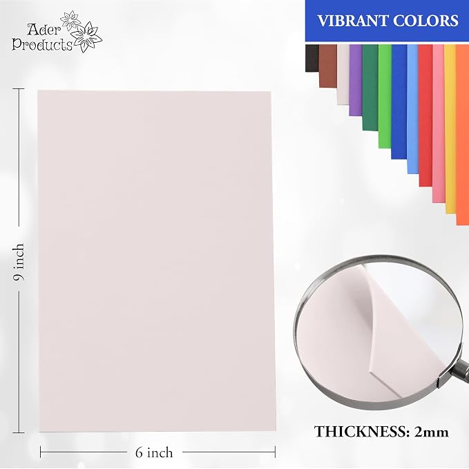 White Eva Foam Sheets, 2mm Thick, 6 x 9 Inch, Handicraft Foam Paper - Image 3