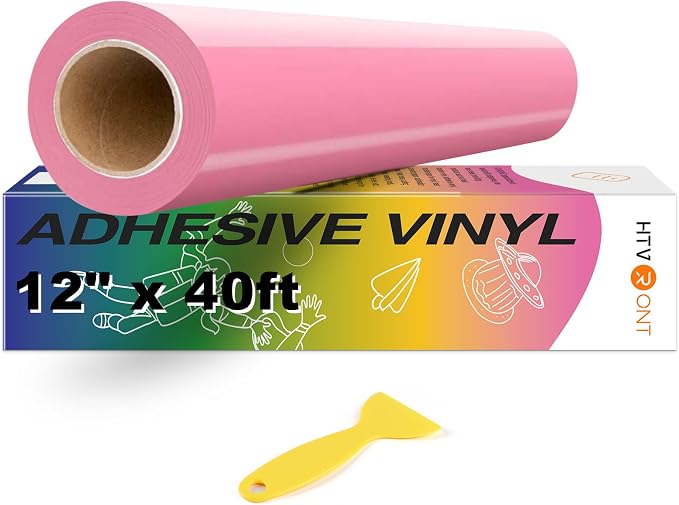 HTVRONT Pink Permanent Vinyl, Glossy Pink Adhesive Vinyl Roll | by HTVRONT