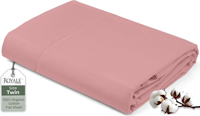Royale Linens 100% Organic Cotton Twin Flat Sheet Only by ROYALELINENS
