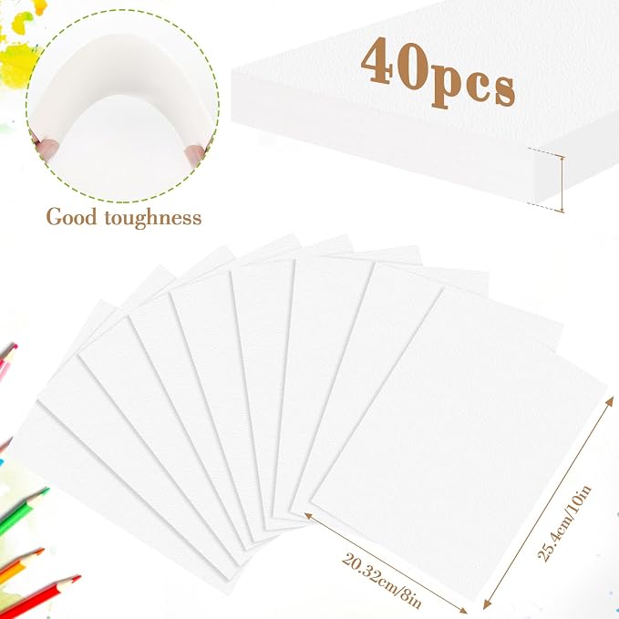 2 Pack Watercolor Paper Pad, 8x10 140lb/300g Water Color Paper, 20 Sheets Cold - Image 2