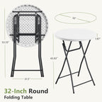 Folding Table, 32 Inch Foldable Cocktail Bar, High Top Round Folding Tables No - Image 3
