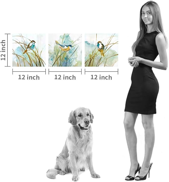 Hardy Gallery Abstract Birds Painting Wall Art: Colorful Birds in Grass Artwork - Image 6