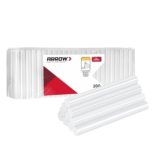 Arrow Full Size Hot Glue Sticks, 200 Pack Clear Glue Gun Sticks, Craft General by ArrowToolGroup
