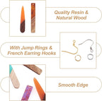 FASHEWELRY 18Pcs Wood Resin Earrings Charms Long Drop & Bar Shape Wooden - Image 4