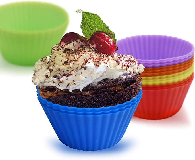 24 Pack Silicone Baking Cups Reusable Muffin Liners Non-Stick Cup Cake Molds - Image 3