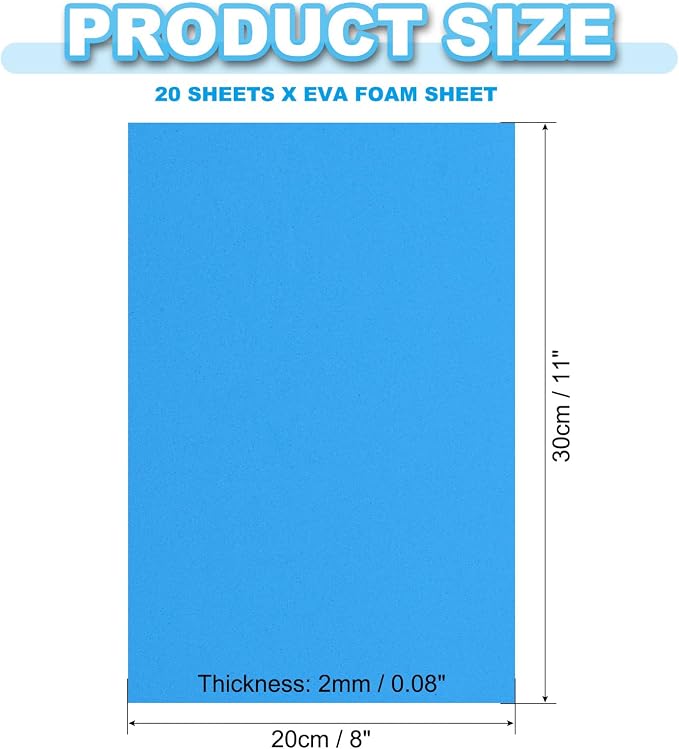 PATIKIL 20 Pack EVA Foam Sheets, Lake Blue - Image 2