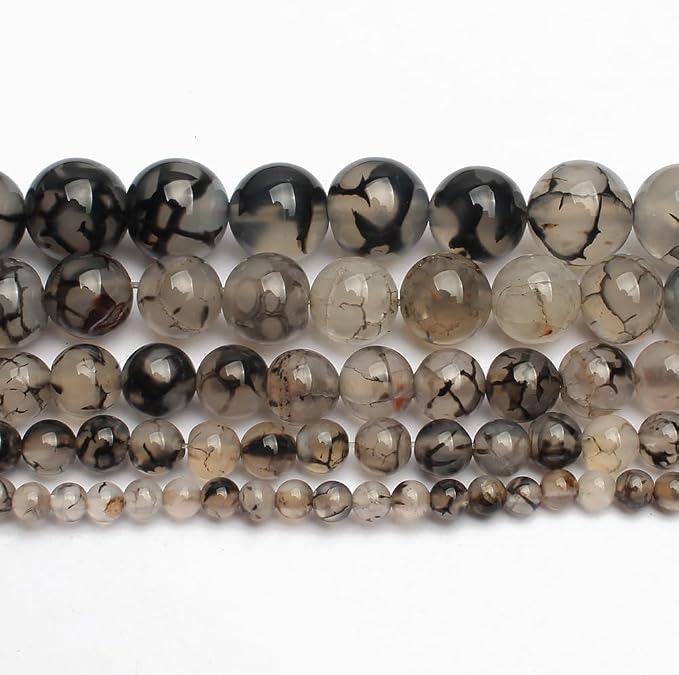 35pcs Smooth Natural Polish Grey Agate Beads，10mm Dragon Vein Gemstone Round - Image 7