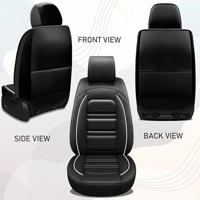 Seat Cover for Ford Fusion 2006-2020 | Car Seat Covers Front Seats, Waterproof Seat Protectors, Automotive Front Seat Covers (Front Seat, Black&White Line)