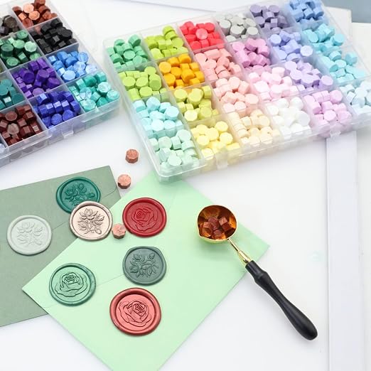 1200pcs Wax Seal Beads, 48 Assorted Color Sealing Wax Beads Ideal - Image 4
