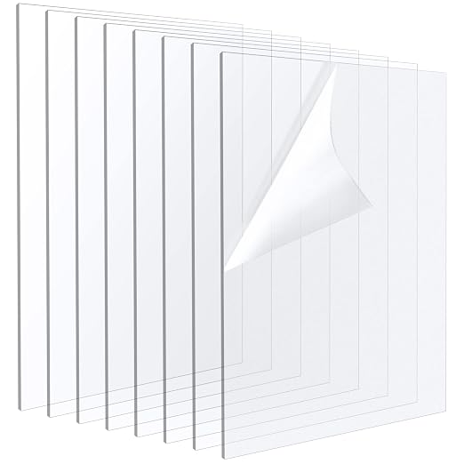 PINGEUI 8 PCS 12 x 12 x 1/4 Inch Clear Acrylic Plexiglass Sheets, Durable by PINGEUI