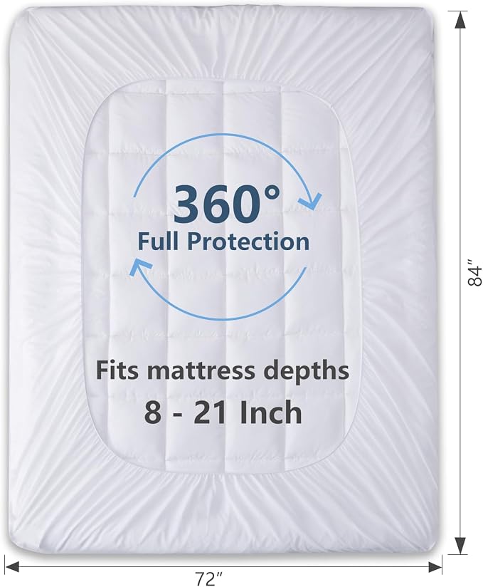 CozyLux California King Size Mattress Pad Pillow Top Cotton Cooling Mattress - Image 4