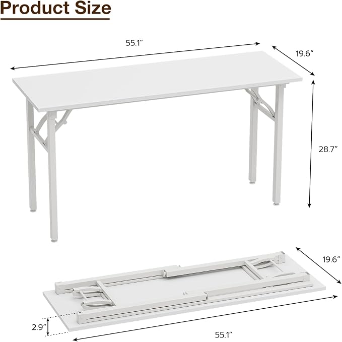TEMI Long Computer Desk Folding Table - Image 3