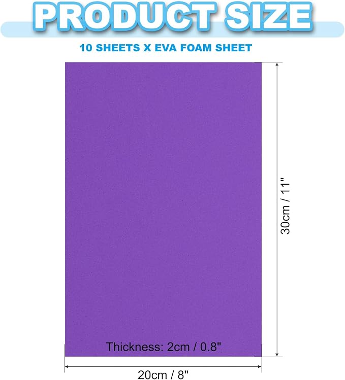 PATIKIL EVA Foam Sheet 10Pcs 12x8 Inch 2mm Thick Dark Purple | Easy Cutting EVA - Image 2