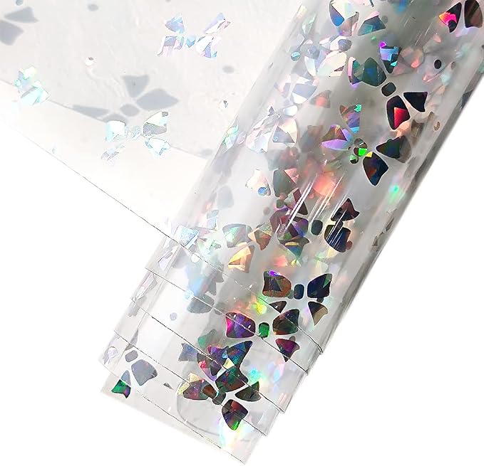 HYANG Transparent Bows PVC Super Clear Holographic Vinyl Faux Leather Sheets 1 by HYANGHAVEPUPVCALLLEATHER
