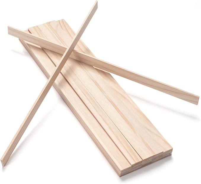 Wooden Dowels for Crafts, Wood Trim Wood Strips Planks Slats for Wall 1/8" × by Coowayze