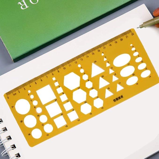 Utoolmart Plastic Drawing Templates Yellow Measuring Rulers Geometric Templates - Image 8