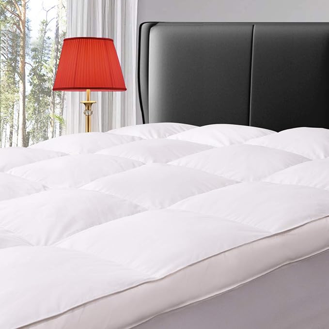 ELEMUSE King Size Extra Thick Fusion Goose Down Feather Filled Mattress Topper by ELEMUSE