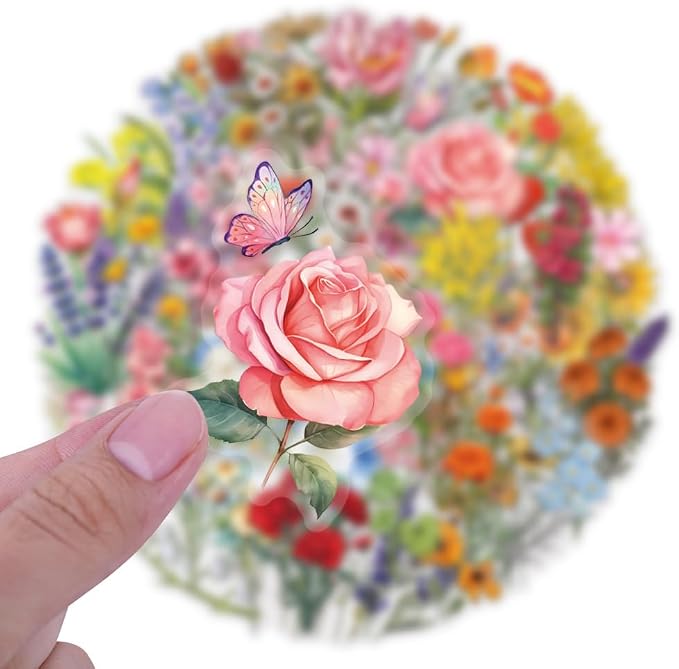 60Pcs Nature Flower Botanical PET Stickers Waterproof Aesthetic Floral - Image 3