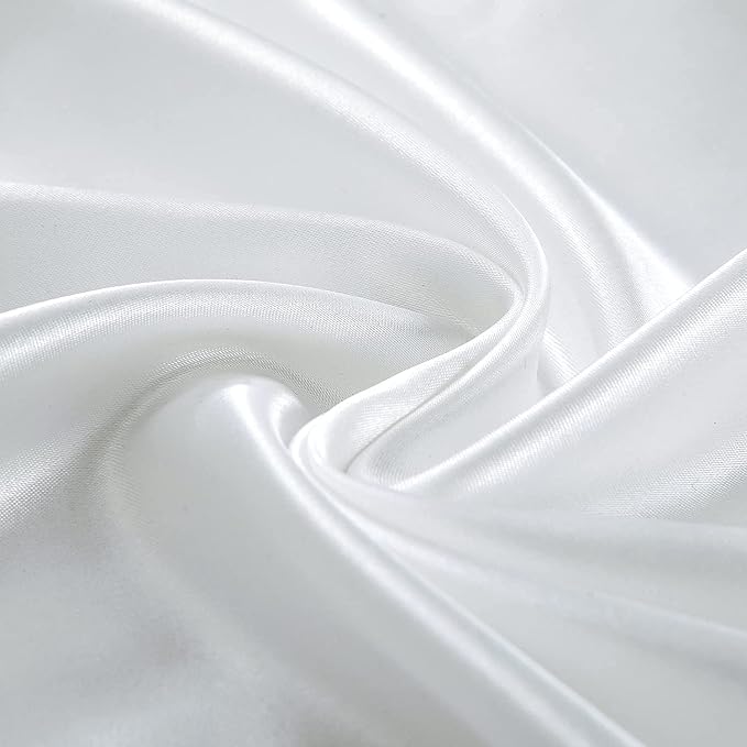 Homiest White Satin Fitted Twin XL Size Bed Sheet, Deep Pocket, Luxury & Ultra - Image 5