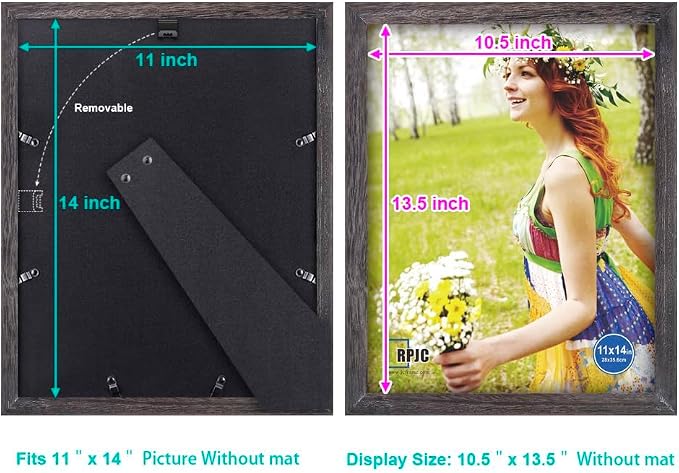 RPJC 11x14 inch Photo Frame Made of Solid Wood High Definition Glass Display - Image 4
