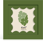 4x4 Picture Frame with Real Glass, Wooden cute 4 x 4 Photo Frame with Wavy Mat by THKRLOF