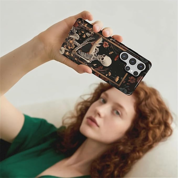 Case for Samsung Galaxy S25 Ultra Case, Skeleton Reader Goth Floral Design - Image 7