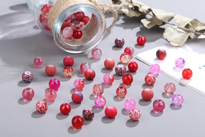 DUQGUHO 8mm Red Beads for Jewelry Making Red Glass Beads for Bracelets Crystal - Image 2