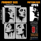 FINGERINSPIRE 4 Styles Woman Stencils 8.3x11.7 Inch Water Drop Woman Stencils - Image 2