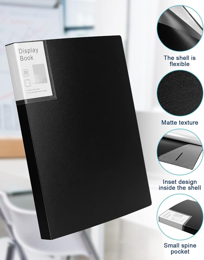 Folder with Plastic Sleeves 2 Packs 11"x14" Black Portfolio Folder - Image 4
