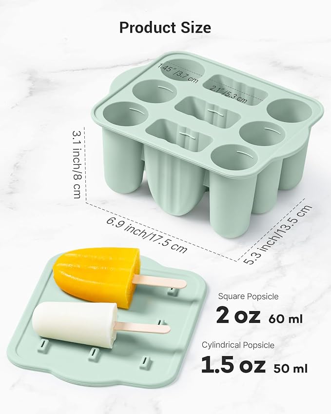 9-Cavity Popsicle Molds for Kids, Homemade BPA-Free Silicone Popsicle Maker - Image 2