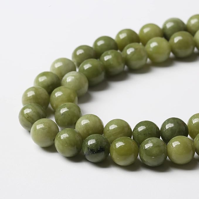 Natural Chinese Green Jade Beads Gemstone Round Loose Beads - Image 4