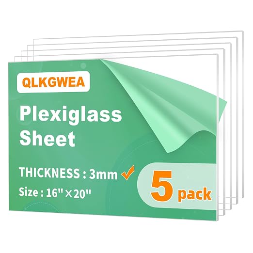 5 Pack 16×20" Plexiglass Sheets 1/8” Thick, 3mm Clear Acrylic Sheet | Plexi by QLKGWEA