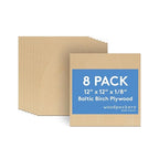 3 mm Baltic Birch Plywood 1/8 x 12 x 12 Inch, Box of 8 B/BB Grade Craft Wood by Woodpeckers