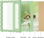 6x8 Picture Frame with Mat for 5x7, Wavy Edge Wooden Real Glass Photo Frame for - Image 5