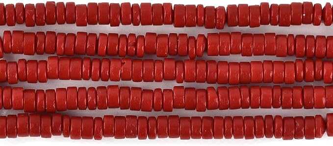 185pcs 4x2mm Red Coral Heishi Disc Rondelle Spacer Natural Stone Semi Precious - Image 2
