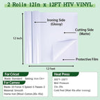guangyintong Glitter White Heat Transfer Vinyl HTV Rolls, 2 Rolls 12" x 12ft - Image 2