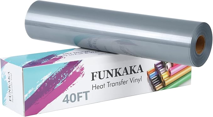 FUNKAKA Silver HTV Heat Transfer Vinyl Rolls, Adhesive HTV Vinyl by FUNKAKA